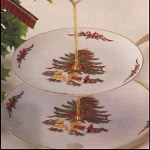Two tier Christmas serving piece